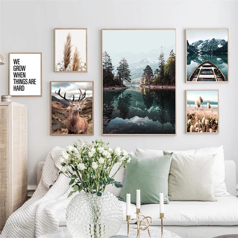Home Decor Quotes - Cuadro de paisaje con cita nórdica,