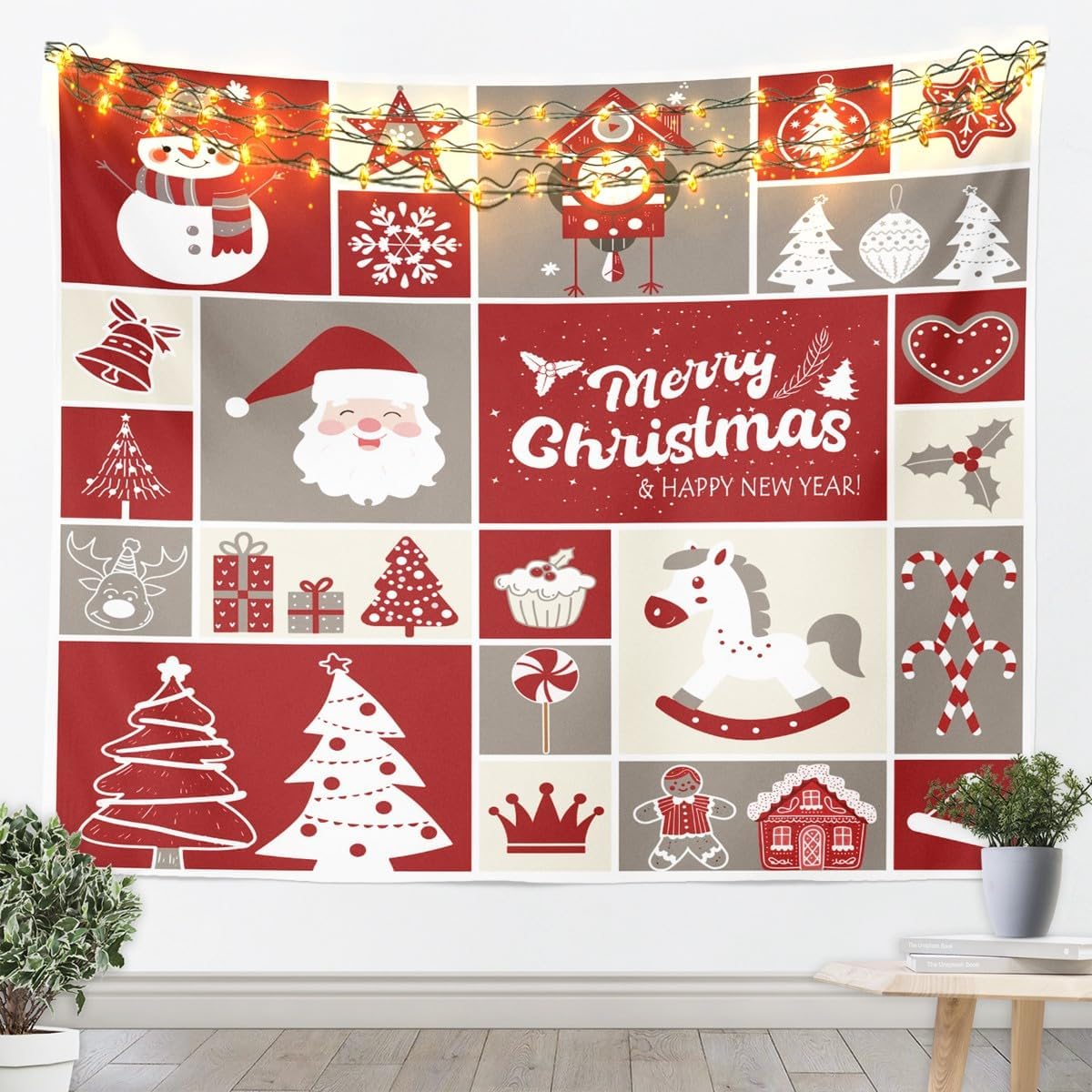 Home Decor Xmas Tree - Tapiz de Feliz Navidad, arte de