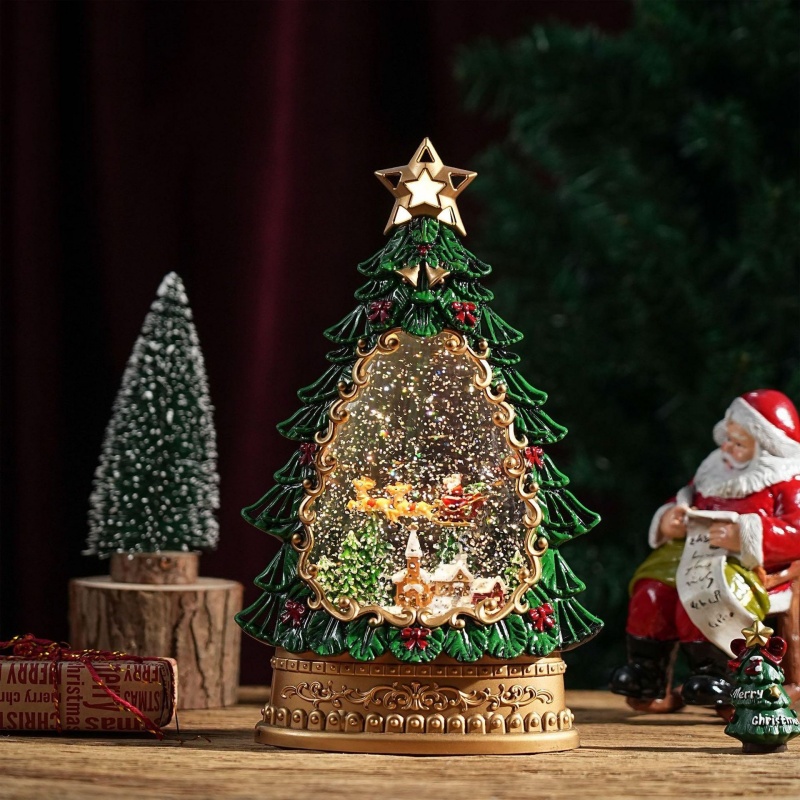 Home Decor Xmas Tree - Caja Musical con Globo de Nieve,