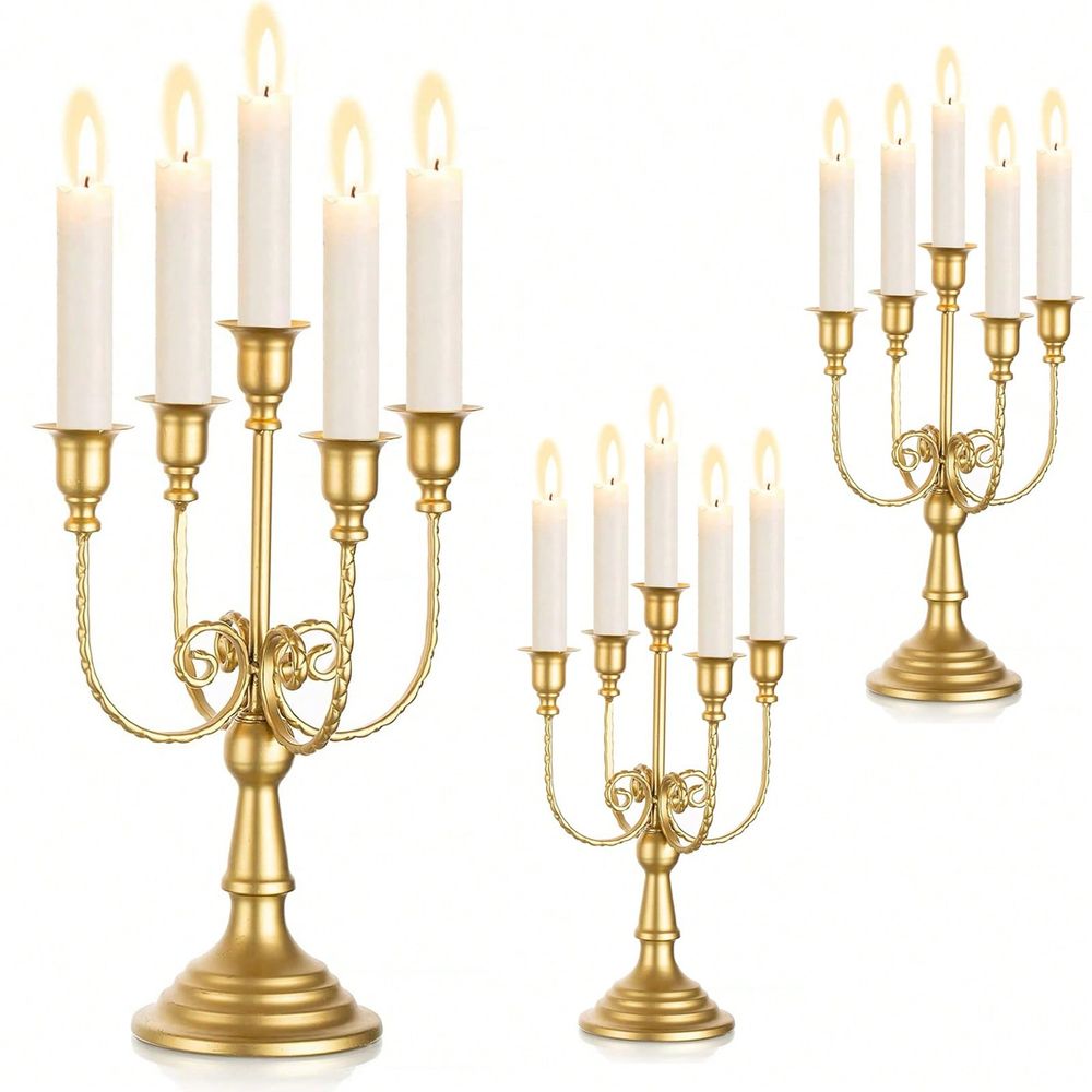Home Decor Gold - Paquete de Candelabros Dorados de 11.8
