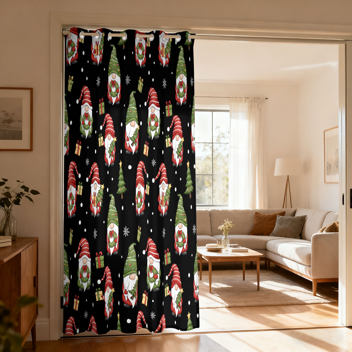 Home Decor Xmas Tree - Cortina de una sola vuelta con