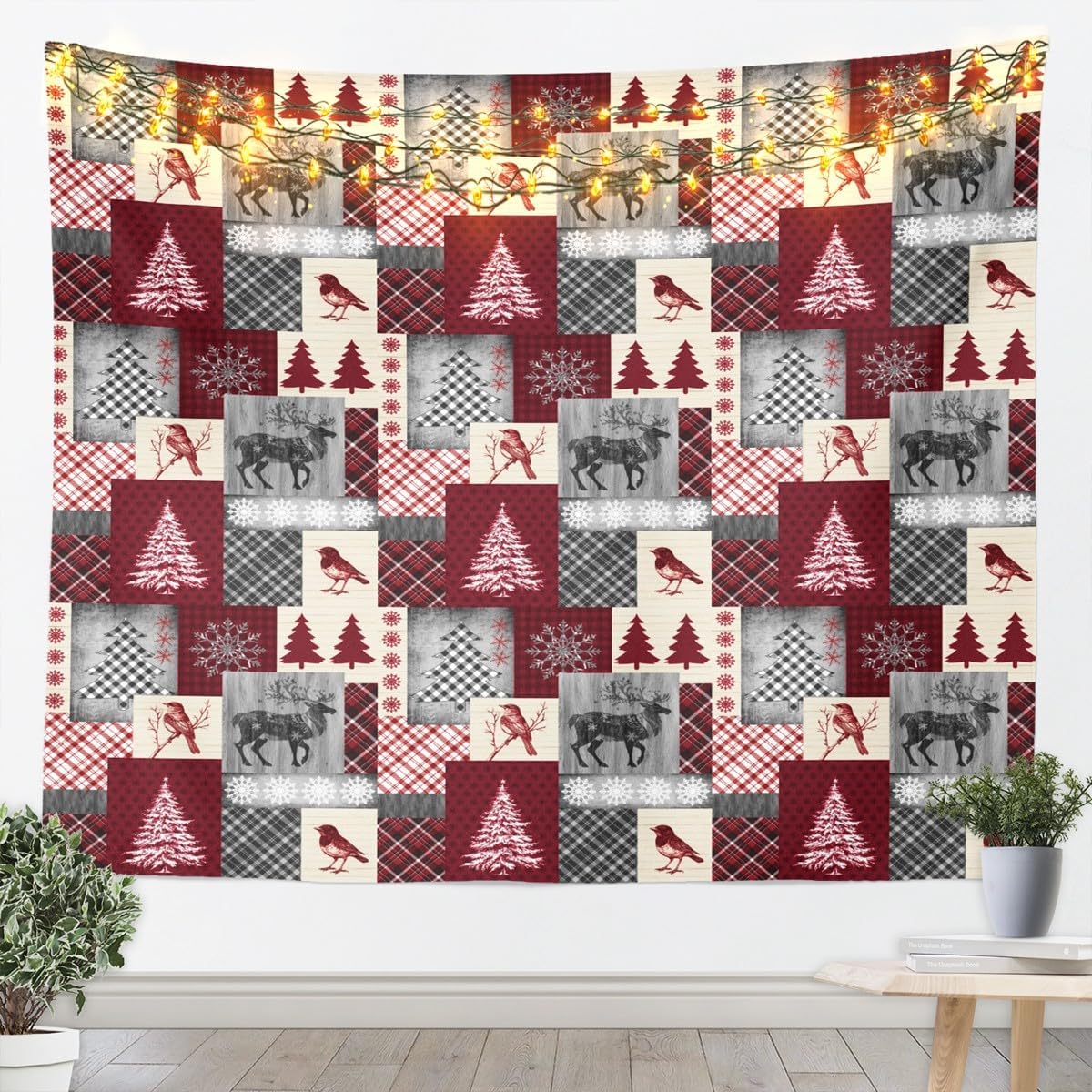 Tapiz de Feliz Navidad, arte d - Home Decor Xmas Tree reseña y precio