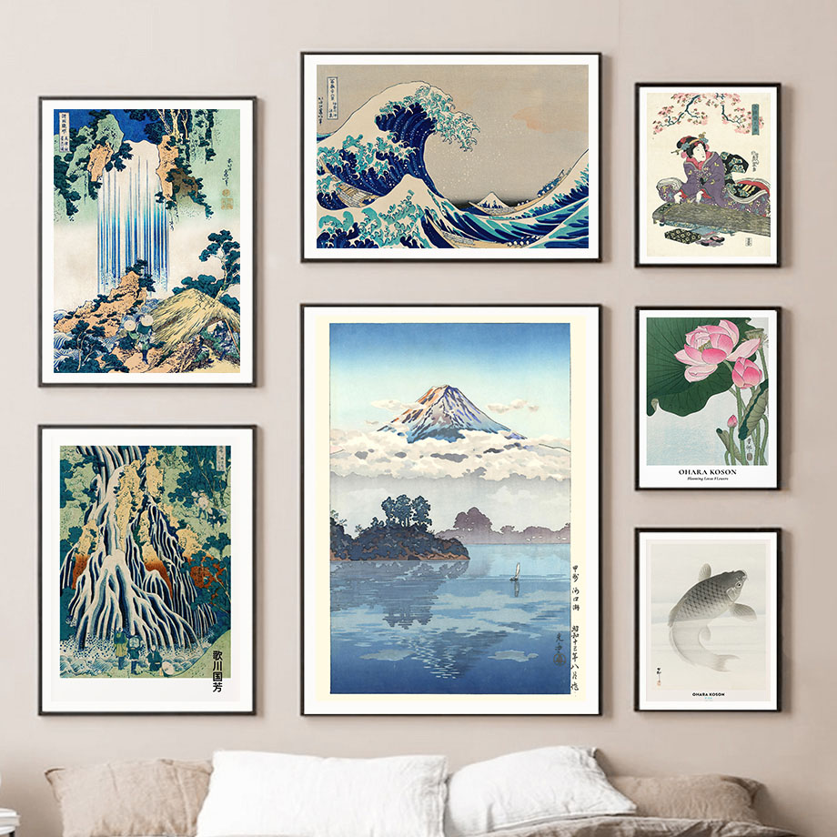 Póster de arte japonés Hokusai - Home Decor Nz reseña y precio