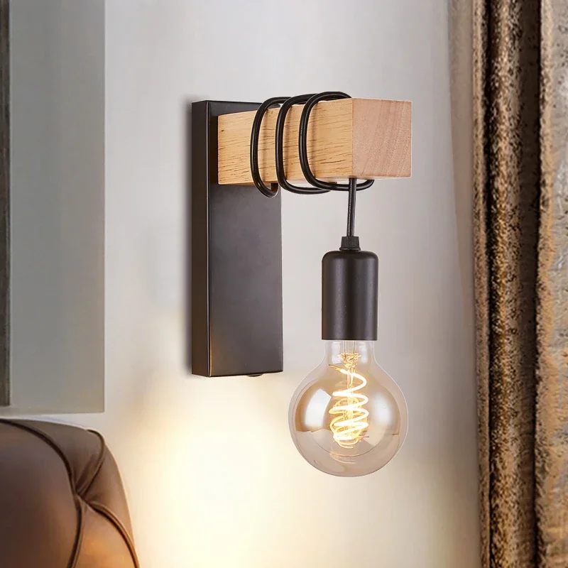 Lámpara de pared de madera ret - Home Decor Light reseña y precio