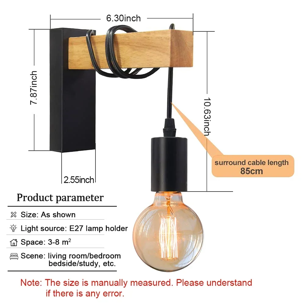 Lámpara de pared de madera ret - Home Decor Light reseña y precio