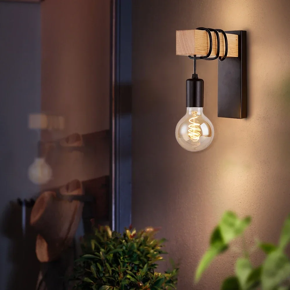 Lámpara de pared de madera ret - Home Decor Light reseña y precio