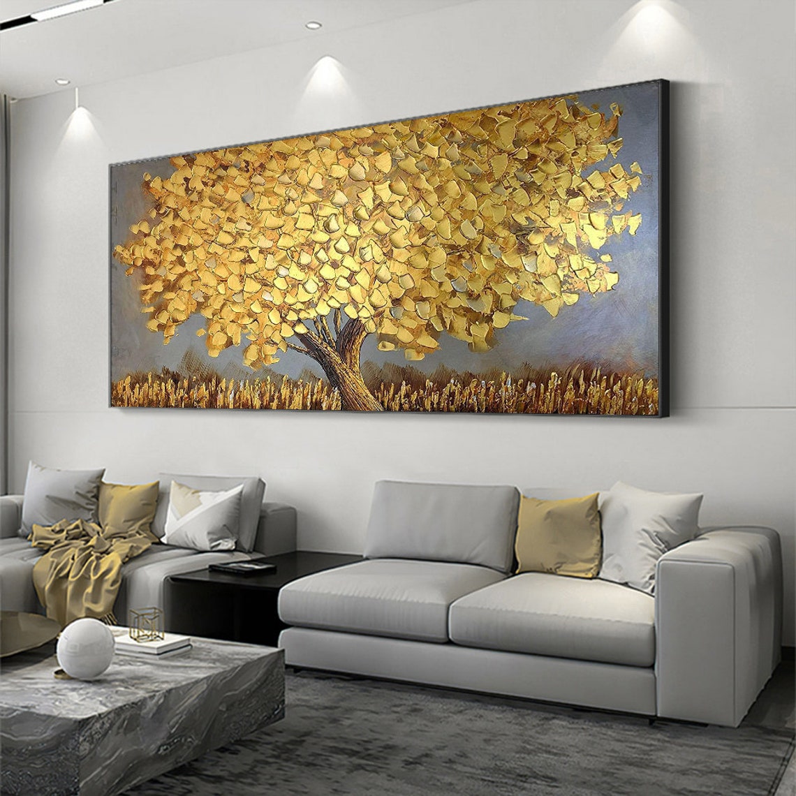 Árbol dorado floreciente sobre - Home Decor Gold reseña y precio